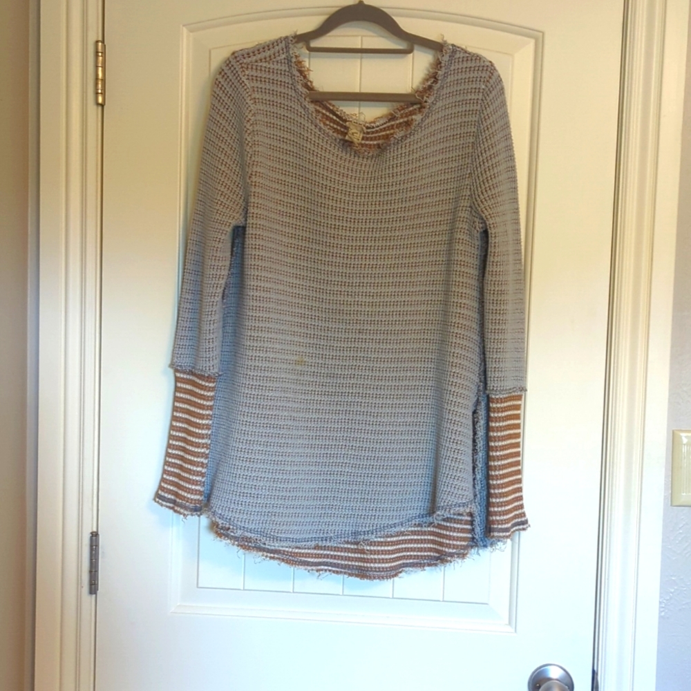 Women's Striped Sweater - Blue and Brown